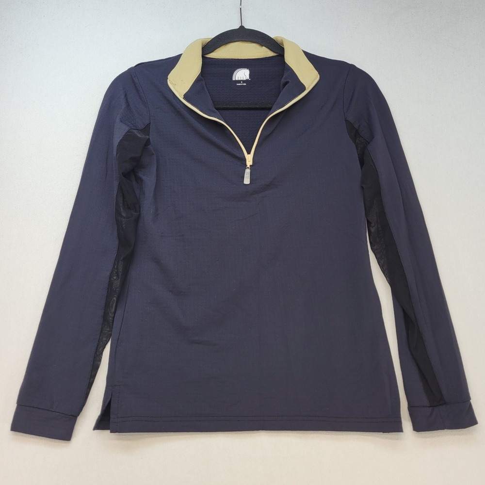 EIS Sun Shirt Women Small Navy Blue Equestrian Quarter Zip Mesh Vent Performance